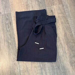 Elie Tahari Navy Wide-leg Self-Tie Belt Trouser | Size 6